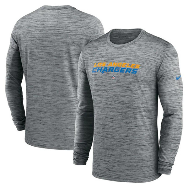 Los Angeles Chargers Heather Gray Sideline Team Velocity Performance Long Sleeve T-Shirt